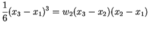 $\displaystyle \frac{1}{6}(x_3-x_1)^3 = w_2(x_3-x_2)(x_2-x_1)$