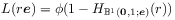 L(r\boldsymbol{e})=\phi(1-H_{{\mathbb{B}^{1}(\boldsymbol{0},1;\boldsymbol{e})}}(r))
