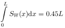\int\limits _{0}^{L}{S_{{\mathbb{W}}}}(x){\rm d}x=0.45L