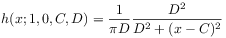 h(x;1,0,C,D)=\frac{1}{\pi D}\frac{D^{2}}{D^{2}+(x-C)^{2}}