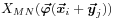 X_{{MN}}(\mbox{\boldmath$\vec{\varphi}$\unboldmath}(\mbox{\boldmath$\vec{x}$\unboldmath}_{i}+\mbox{\boldmath$\vec{y}$\unboldmath}_{j}))