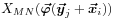 X_{{MN}}(\mbox{\boldmath$\vec{\varphi}$\unboldmath}(\mbox{\boldmath$\vec{y}$\unboldmath}_{j}+\mbox{\boldmath$\vec{x}$\unboldmath}_{i}))