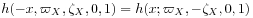 h(-x,\varpi _{X},\zeta _{X},0,1)=h(x;\varpi _{X},-\zeta _{X},0,1)