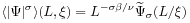 \langle|\Psi|^{\sigma}\rangle(L,\xi)=L^{{-\sigma\beta/\nu}}\widetilde{\Psi}_{\sigma}(L/\xi)