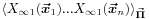 \displaystyle\langle X_{{\infty 1}}(\mbox{\boldmath$\vec{x}$\unboldmath}_{1})...X_{{\infty 1}}(\mbox{\boldmath$\vec{x}$\unboldmath}_{n})\rangle _{{\mbox{\boldmath$\scriptstyle\vec{\Pi}$\unboldmath}}}