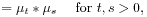 \displaystyle=\mu _{t}*\mu _{s}\text{\ \ \ \ }{\rm for~}t,s>0,