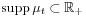 \mathrm{supp}\,\mu _{t}\subset\mathbb{R}_{+}