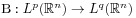 \mbox{\rm B}:L^{p}(\mathbb{R}^{n})\to L^{q}(\mathbb{R}^{n})