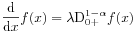 \frac{\mathrm{d}}{\mathrm{d}x}f(x)=\lambda\mathrm{D}^{{1-\alpha}}_{{0+}}f(x)