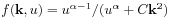 f(\mathbf{k},u)=u^{{\alpha-1}}/(u^{\alpha}+C\mathbf{k}^{2})