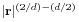 \displaystyle|\mathbf{r}|^{{(2/d)-(d/2)}}