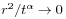 r^{2}/t^{\alpha}\to 0