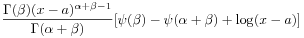 \displaystyle\frac{\Gamma(\beta)(x-a)^{{\alpha+\beta-1}}}{\Gamma(\alpha+\beta)}[\psi(\beta)-\psi(\alpha+\beta)+\log(x-a)]