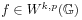 f\in W^{{k,p}}(\mathbb{G})