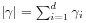 |\gamma|=\sum _{{i=1}}^{d}\gamma _{i}