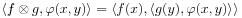 \langle f\otimes g,\varphi(x,y)\rangle=\langle f(x),\langle g(y),\varphi(x,y)\rangle\rangle