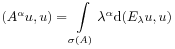 (A^{\alpha}u,u)=\int\limits _{{\sigma(A)}}\lambda^{\alpha}\mathrm{d}(E_{\lambda}u,u)